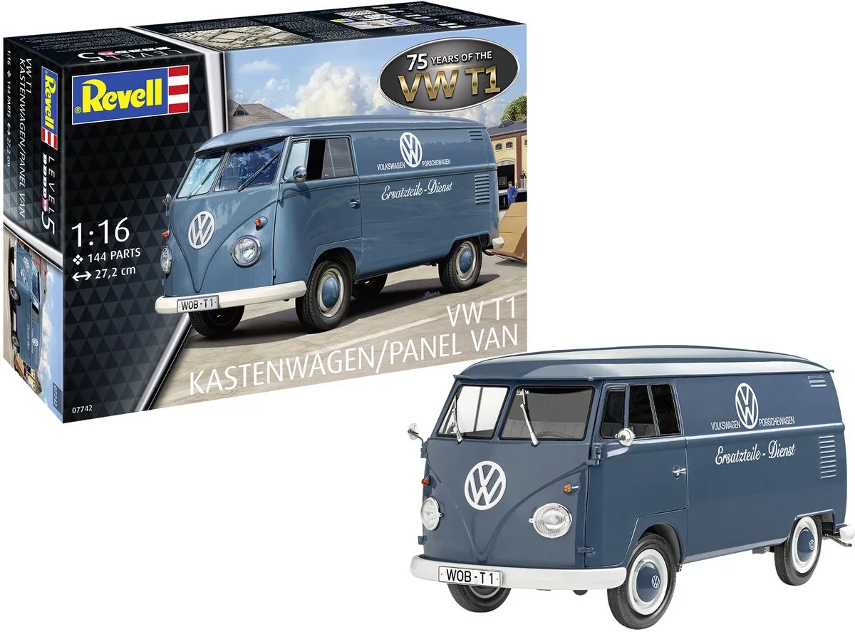 Modelbouwpakket Auto - 07742 Volkswagen T1 Bus - 75Jaar van de VW T1 ! Plastic - 1:16 - Modelbouw van Revell in Meerkleurig – productfoto
