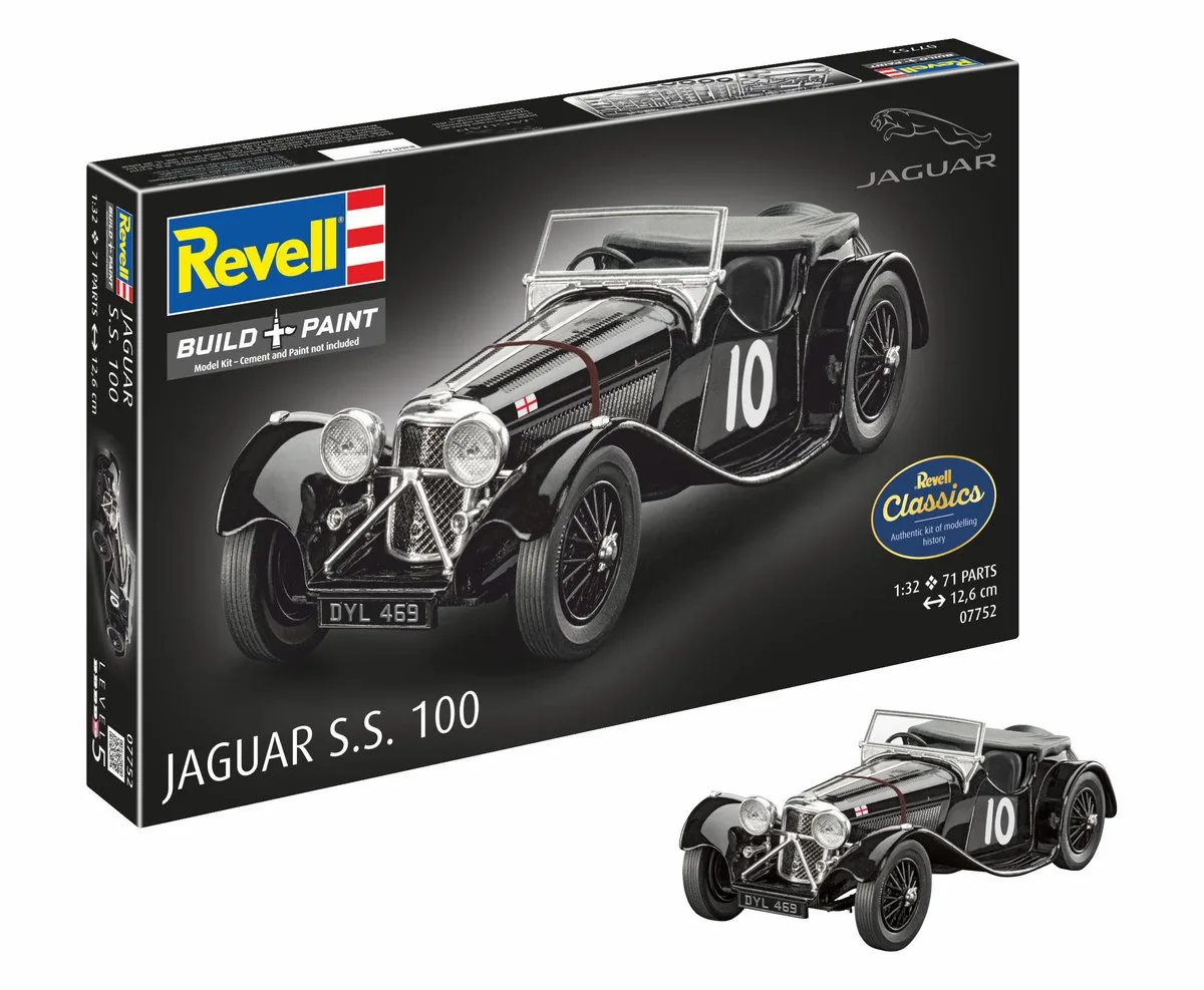 Modelbouwpakket Auto - 07752 Jaguar S.S. 100 - Britse Auto Plastic - 1:32 - Modelbouw de Revell en Multicolore – photo produit