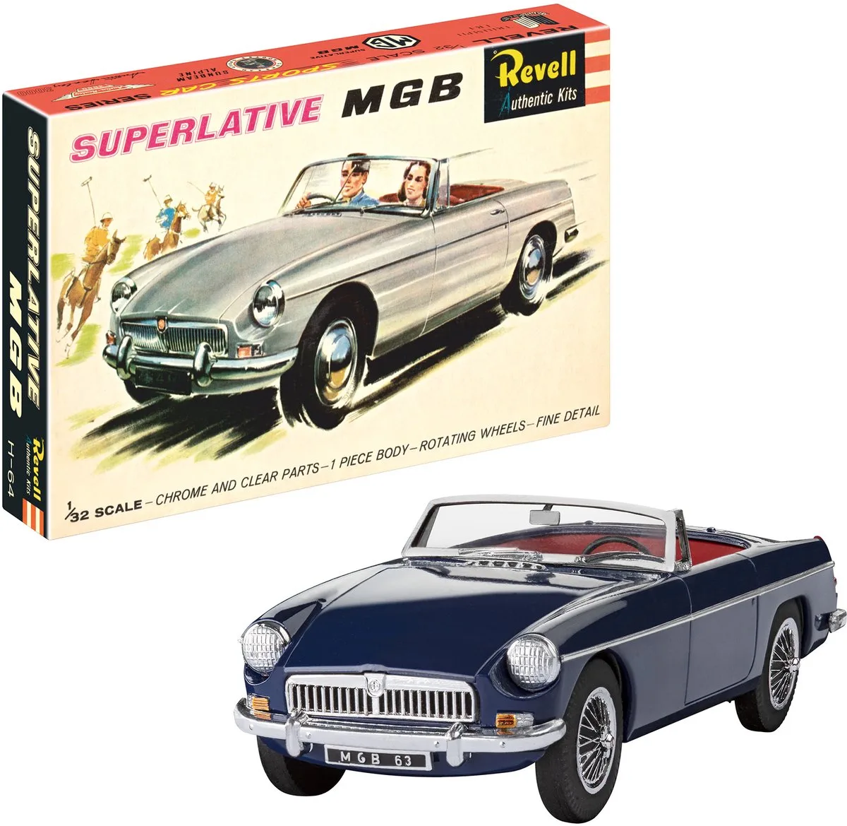 Modelbouwpakket Auto - 07753 MGB Roadster - 75 Years Plastic Modelbuilding - Britse Klassieke Sportauto Plastic - 1:32 - Modelbouw van Revell in Meerkleurig – productfoto
