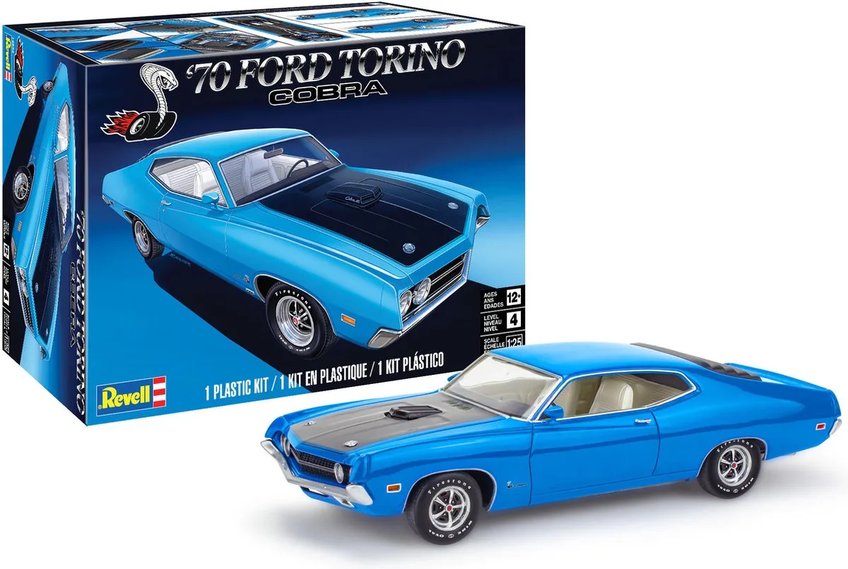 Modelbouwpakket Auto - 14534 1970 Ford Torino Cobra Car Plastic - 1:25 - Modelbouw de Revell en Multicolore – photo produit