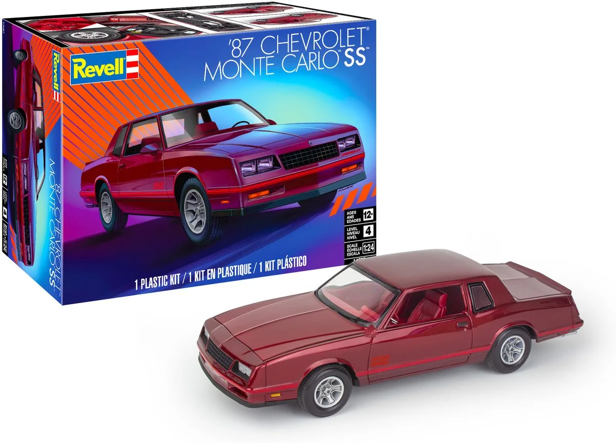 Modelbouwpakket Auto - 14587 Chevrolet Monte Carlo SS 1987 - Amerikaanse Sportcoupé Plastic - 1:24 - Modelbouw de Revell en Multicolore – photo produit