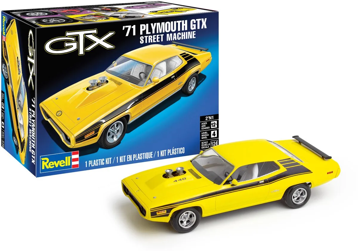 Modelbouwpakket Auto - 14588 Plymouth Satellite GTX Street Machine 1971 - Amerikaanse Muscle Car Plastic - 1:24 - Modelbouw de Revell en Multicolore – photo produit
