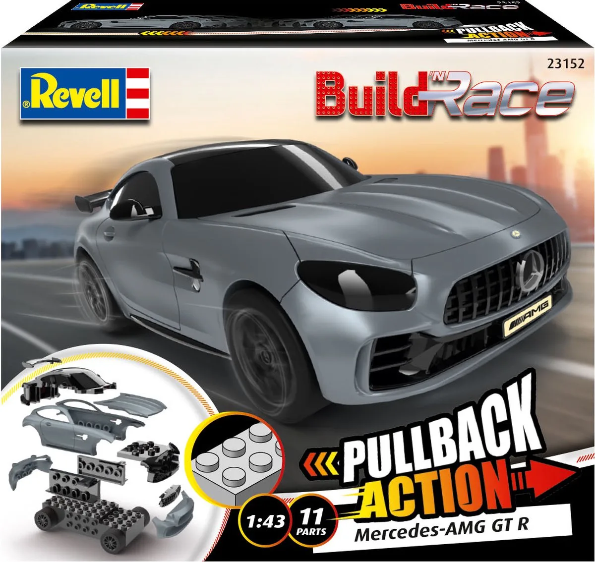 Modelbouwpakket Auto - 23152 Build n R Mercedes-AMG GT R - grey Plastic - 1:43 - Modelbouw de Revell en Gris – photo produit