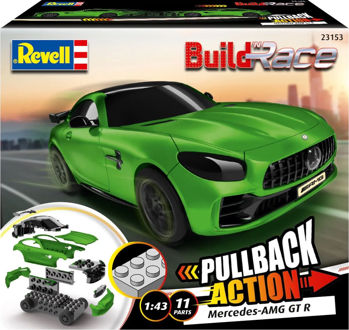 Modelbouwpakket Auto - 23153 Build n R Mercedes-AMG GT R - green Plastic - 1:43 - Modelbouw de Revell en Vert – photo produit