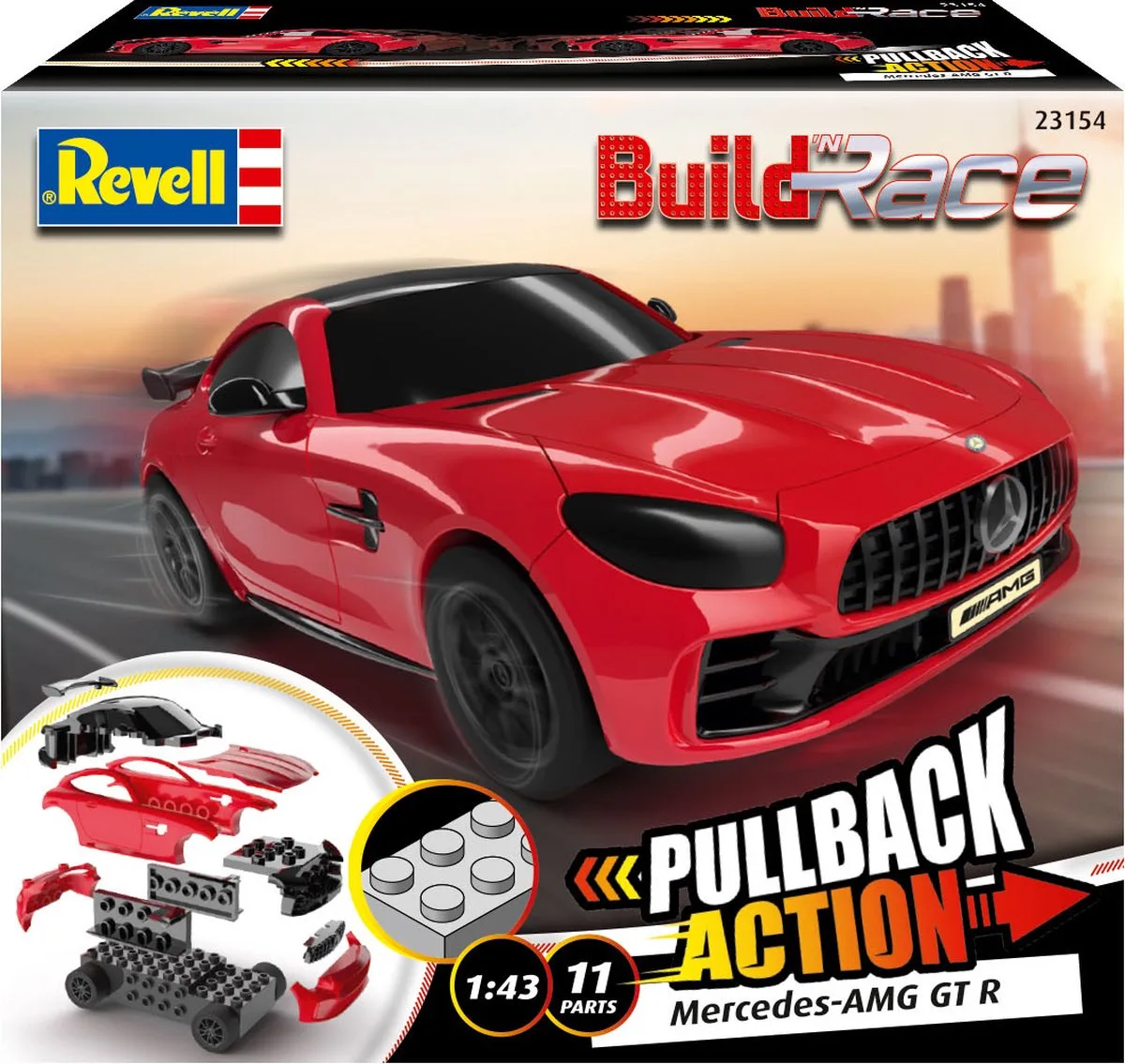 Modelbouwpakket Auto - 23154 Build n R Mercedes-AMG GT R - red Plastic - 1:43 - Modelbouw de Revell en Rouge – photo produit