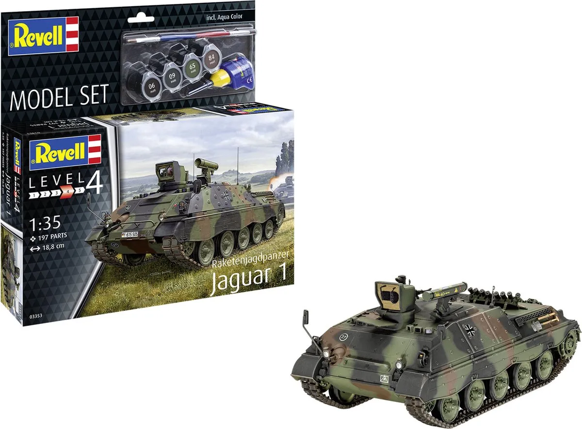 Modelbouwpakket Auto - 63353 Raketenjagdpanzer Jaguar 1 - Militair Voertuig - Model Set Plastic - 1:35 - Modelbouw van Revell in Meerkleurig – productfoto