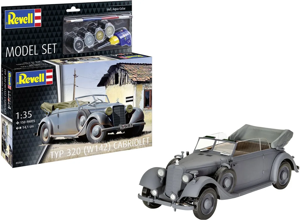 Modelbouwpakket Auto - 63354 Mercedes-Benz Typ 320 W142 Cabriolet - Auto - Model Set Plastic - 1:35 - Modelbouw de Revell en Multicolore – photo produit