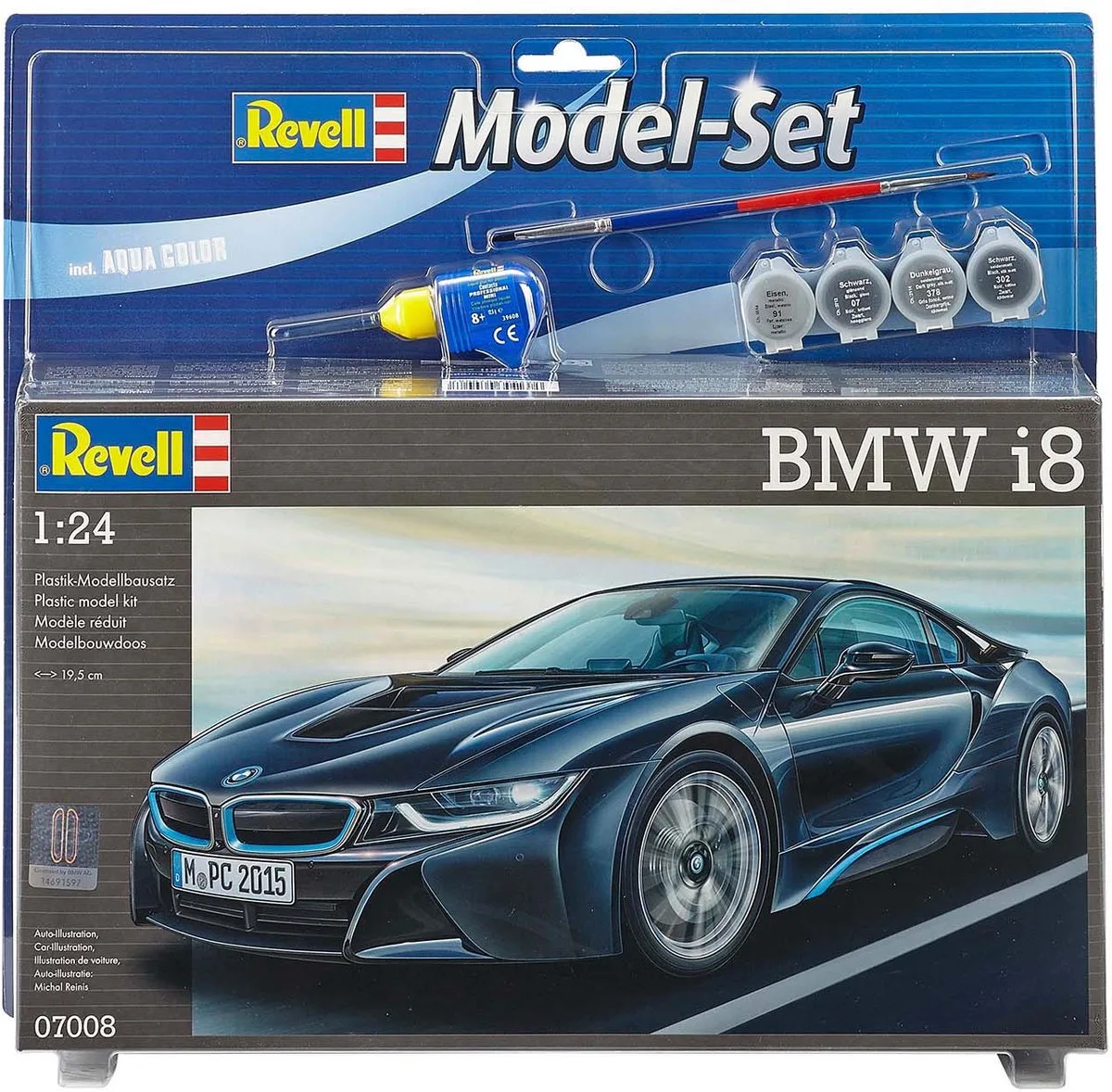 Modelbouwpakket Auto - 67008 BMW i8 - Model Set Plastic - 1:24 - Modelbouw van Revell in Meerkleurig – productfoto