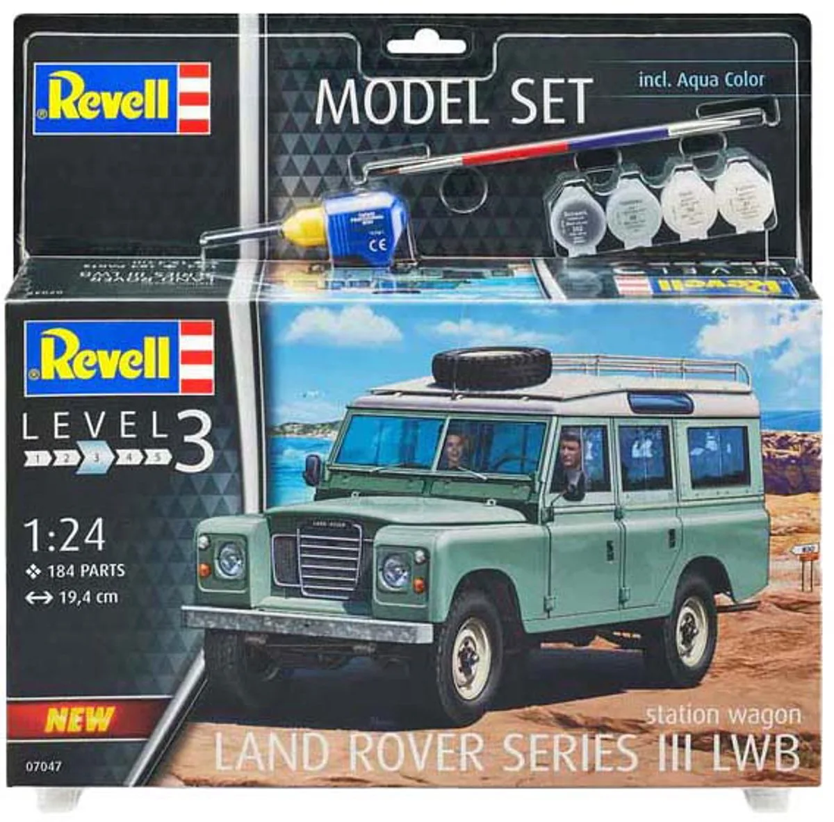 Modelbouwpakket Auto - 67047 Land Rover Series III LWB Station Wagon - Britse Klassieke Auto - Model Set Plastic - 1:24 - Modelbouw de Revell en Multicolore – photo produit