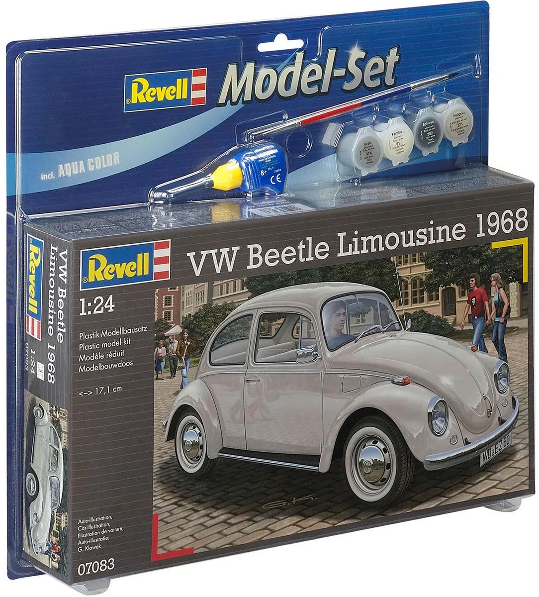 Modelbouwpakket Auto - 67083 Volkswagen Beetle Limousine 1968 - Duitse Klassieke Auto - Model Set Plastic - 1:24 - Modelbouw van Revell in Meerkleurig – productfoto
