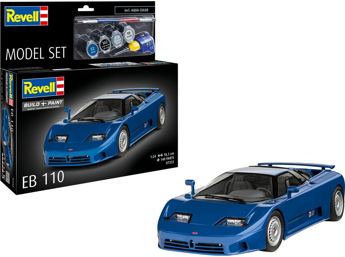 Modelbouwpakket Auto - 67353 Bugatti EB 110 - Italiaanse Supercar - Auto - Model Set Plastic - 1:24 - Modelbouw de Revell en Multicolore – photo produit