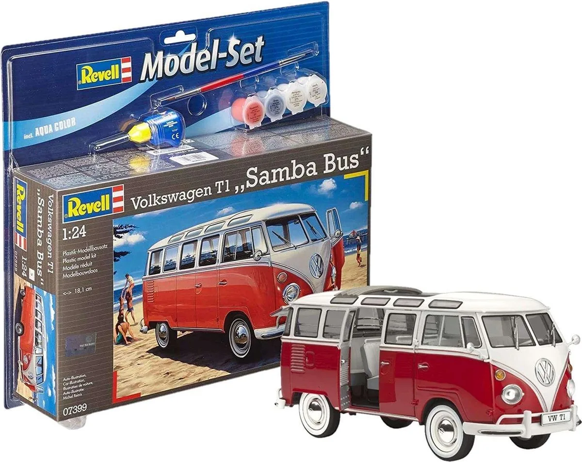 Modelbouwpakket Auto - 67399 Volkswagen VW T1 Samba Bus - Modelbouw - Volwassenen - 1:24 van Revell in Meerkleurig – productfoto