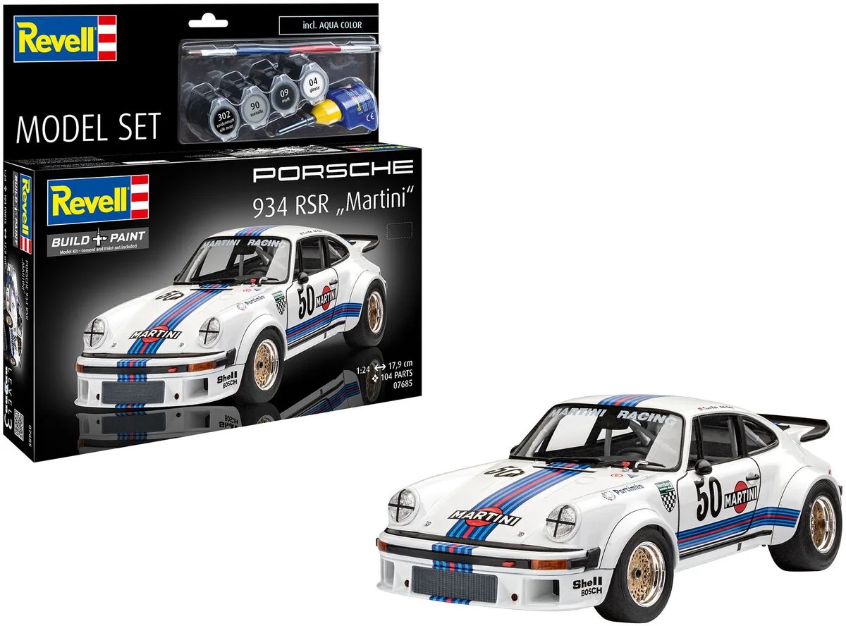 Modelbouwpakket Auto - 67685 Porsche 934 RSR -Martini- Car - Model Set Plastic - 1:24 - Modelbouw van Revell in Meerkleurig – productfoto