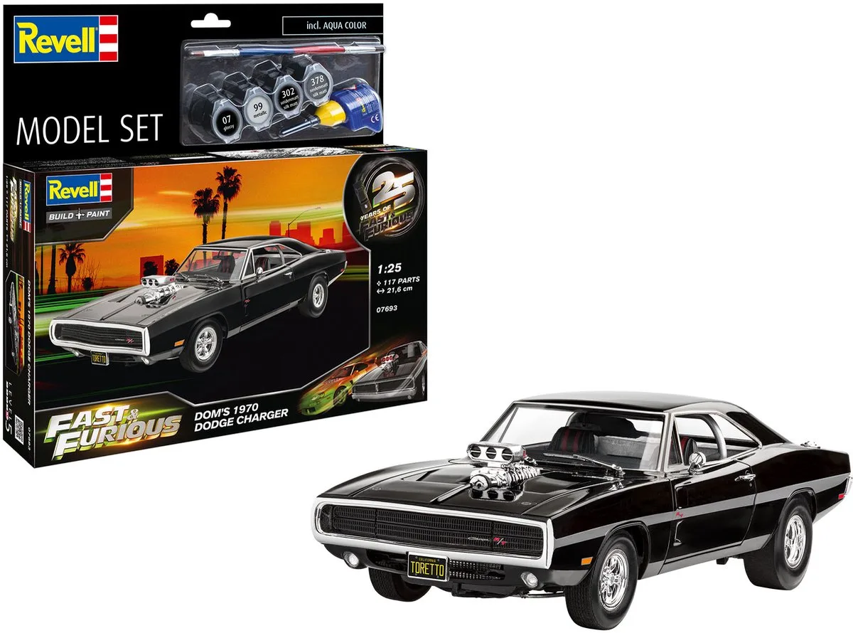 Modelbouwpakket Auto - 67693 Fast - Furious - Dominics 1970 Dodge Charger - Model Set Plastic - 1:25 - Modelbouw van Revell in Meerkleurig – productfoto