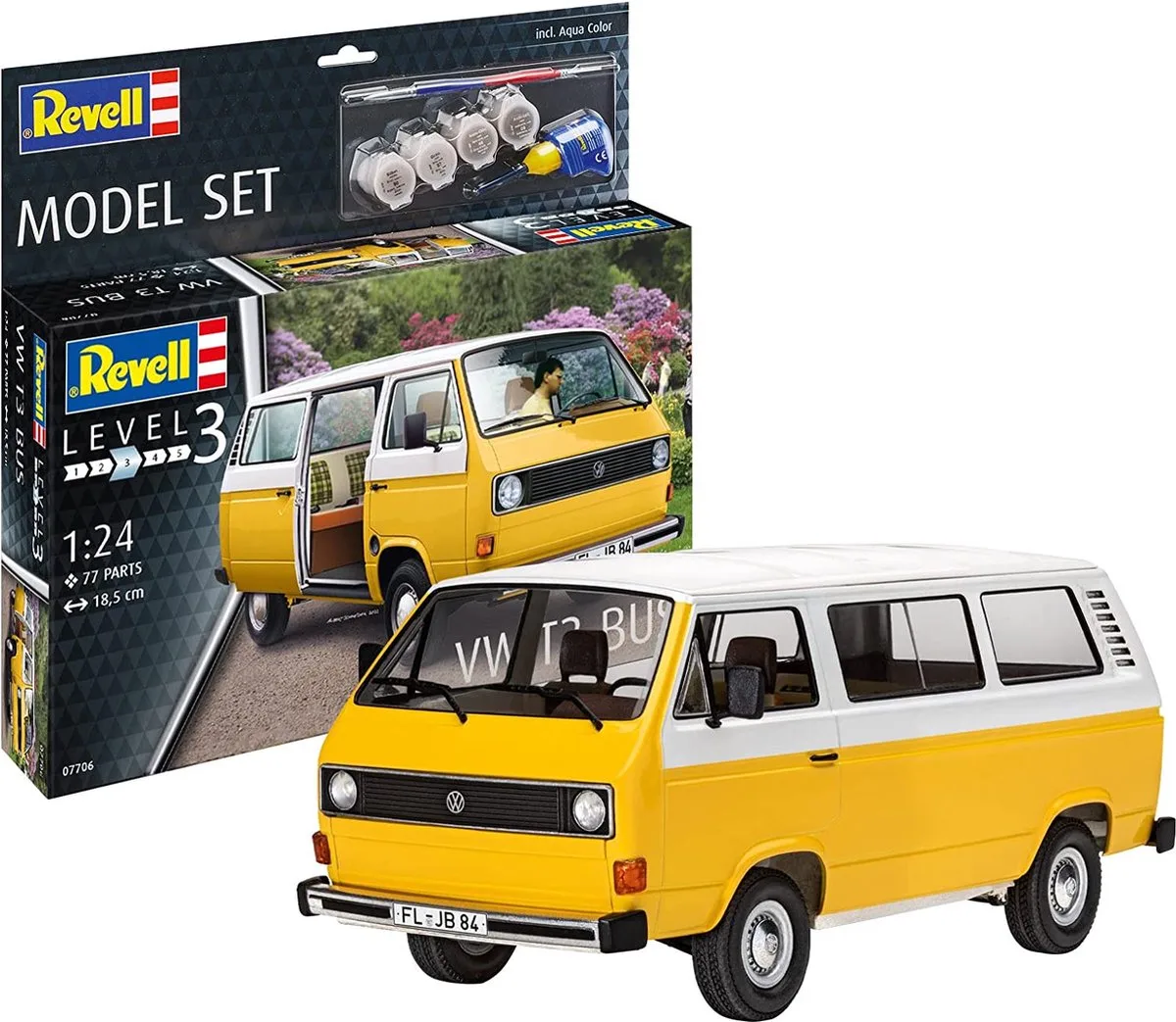Modelbouwpakket Auto - 67706 Volkswagen VW T3 Bus - Model Set Plastic - 1:25 - Modelbouw van Revell in Meerkleurig – productfoto