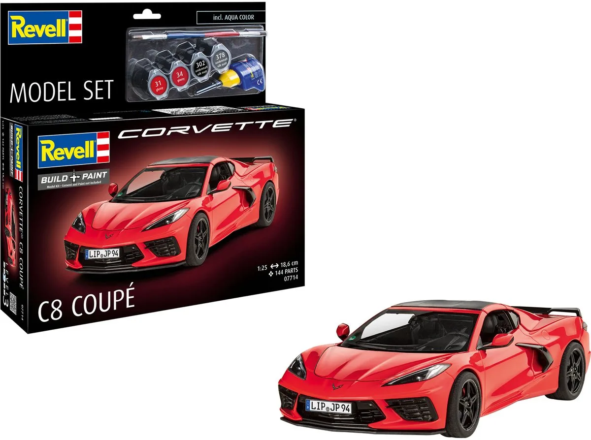 Modelbouwpakket Auto - 67714 Chevrolet Corvette C8 Coupe - Sport Auto - Model Set Plastic - 1:25 - Modelbouw van Revell in Meerkleurig – productfoto