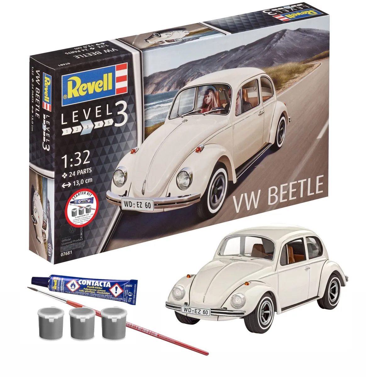 Modelbouwpakket Auto - 77681 Volkswagen VW Beetle - Auto - Starter Kit Plastic - 1:32 - Modelbouw de Revell en Multicolore – photo produit