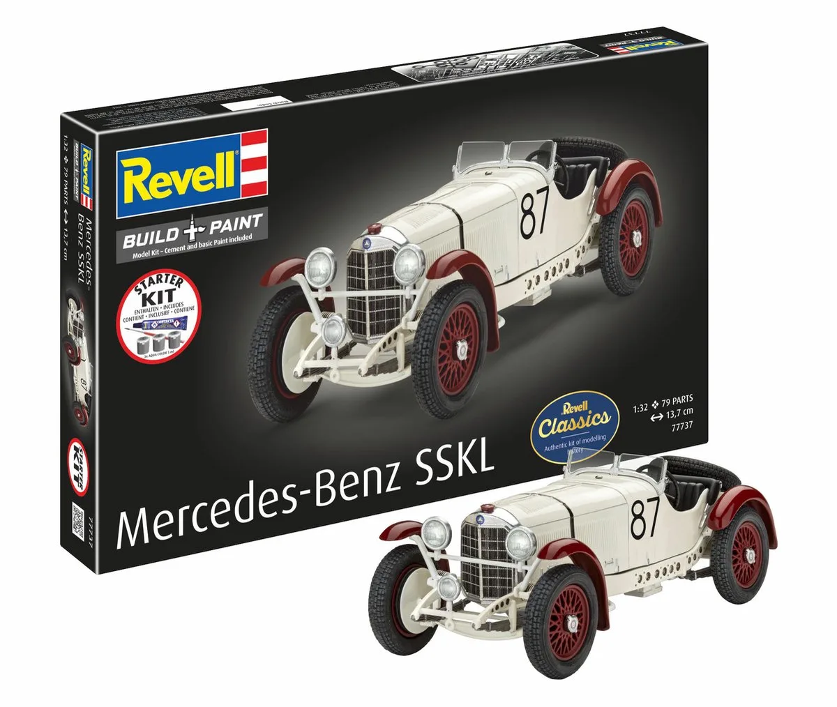 Modelbouwpakket Auto - 77737 Mercedes-Benz SSKL - Klassieke Auto - Starter Kit Plastic - 1:32 - Modelbouw van Revell in Meerkleurig – productfoto