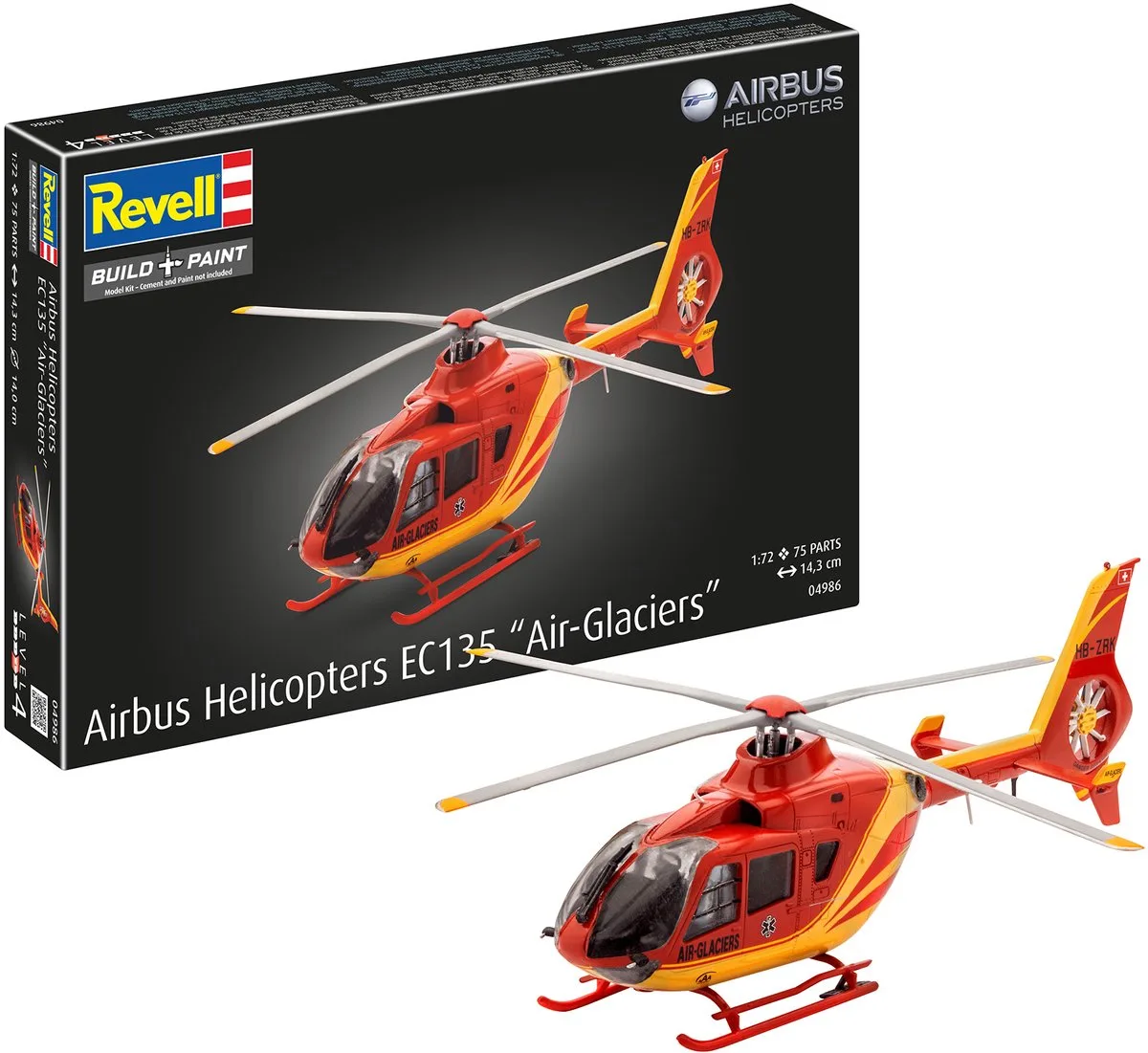Modelbouwpakket Helikopters - 04986 Airbus Helicopters EC135 - Air-Glaciers Plastic - 1:72 - Modelbouw van Revell in Meerkleurig – productfoto