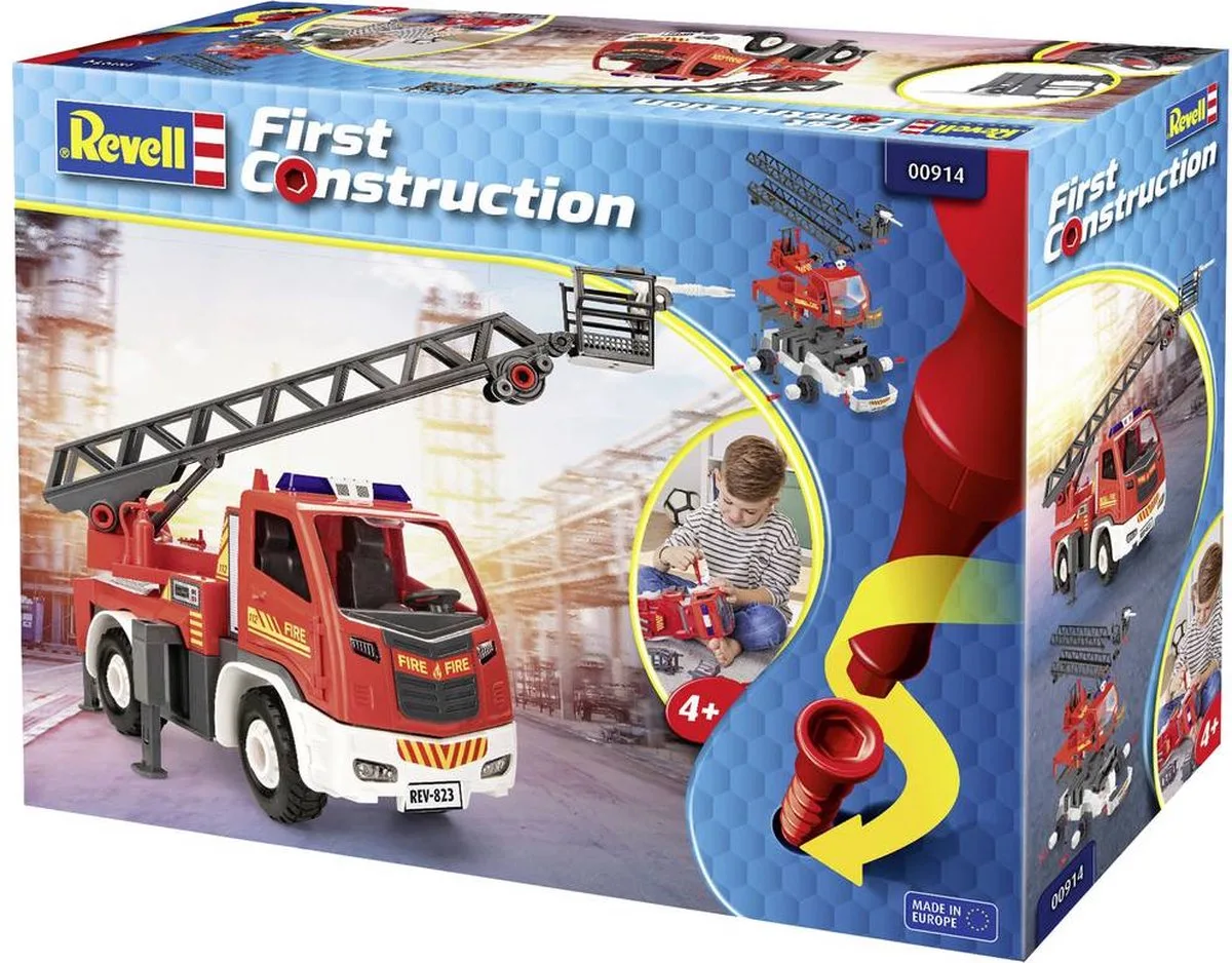 Modelbouwpakket Militaire voertuigen - 00914 Turntable Ladder Fire Truck - First Construction Plastic - 1:20 - Modelbouw van Revell in Meerkleurig – productfoto