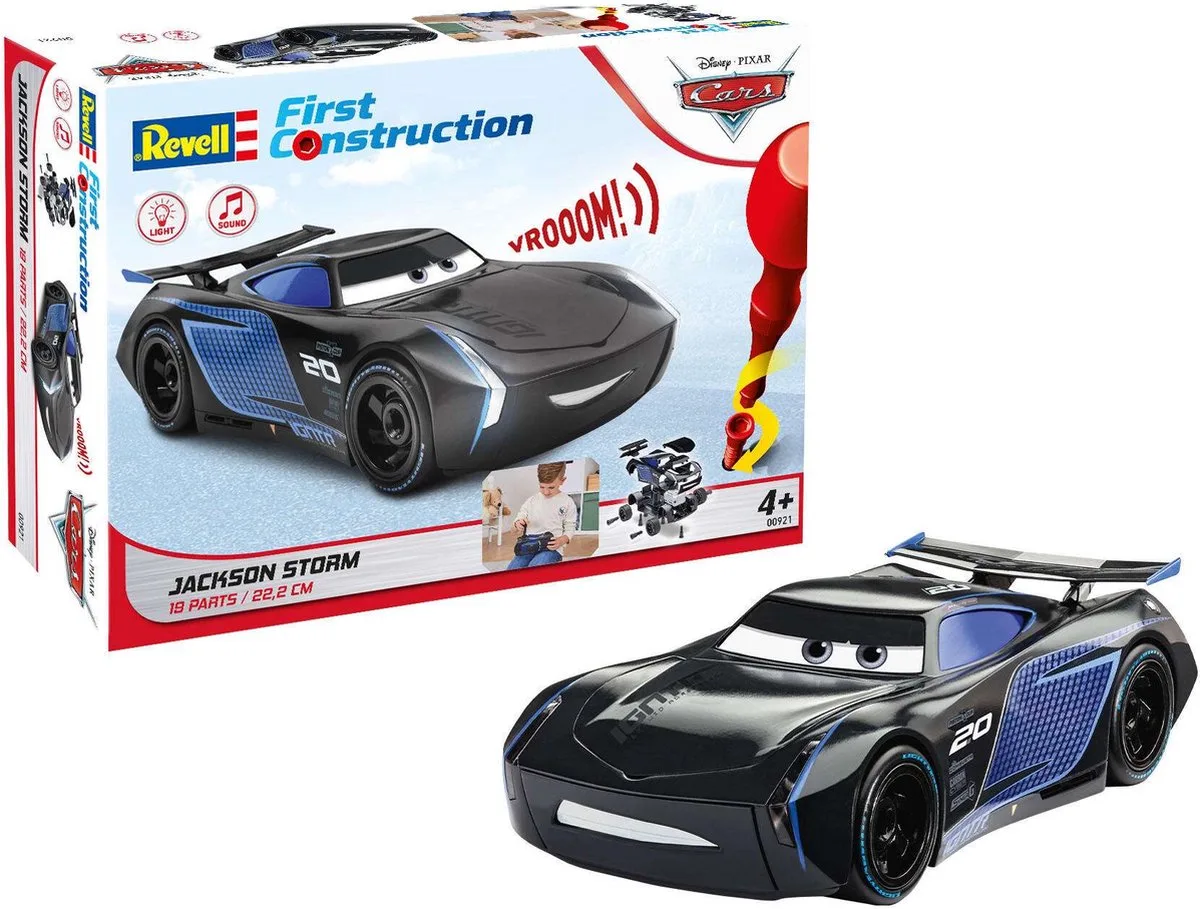 Modelbouwpakket Militaire voertuigen - 00921 Jackson Storm Disney Cars - Light - Sound - First Construction Plastic - 1:20 - Modelbouw van Revell in Meerkleurig – productfoto