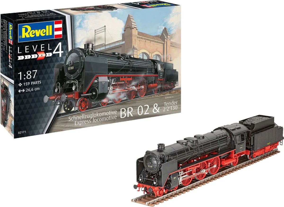 Modelbouwpakket Militaire voertuigen - 02171 Express locomotive BR 02 - Tender 2'2'T30 Plastic - 1:87 - Modelbouw van Revell in Meerkleurig – productfoto