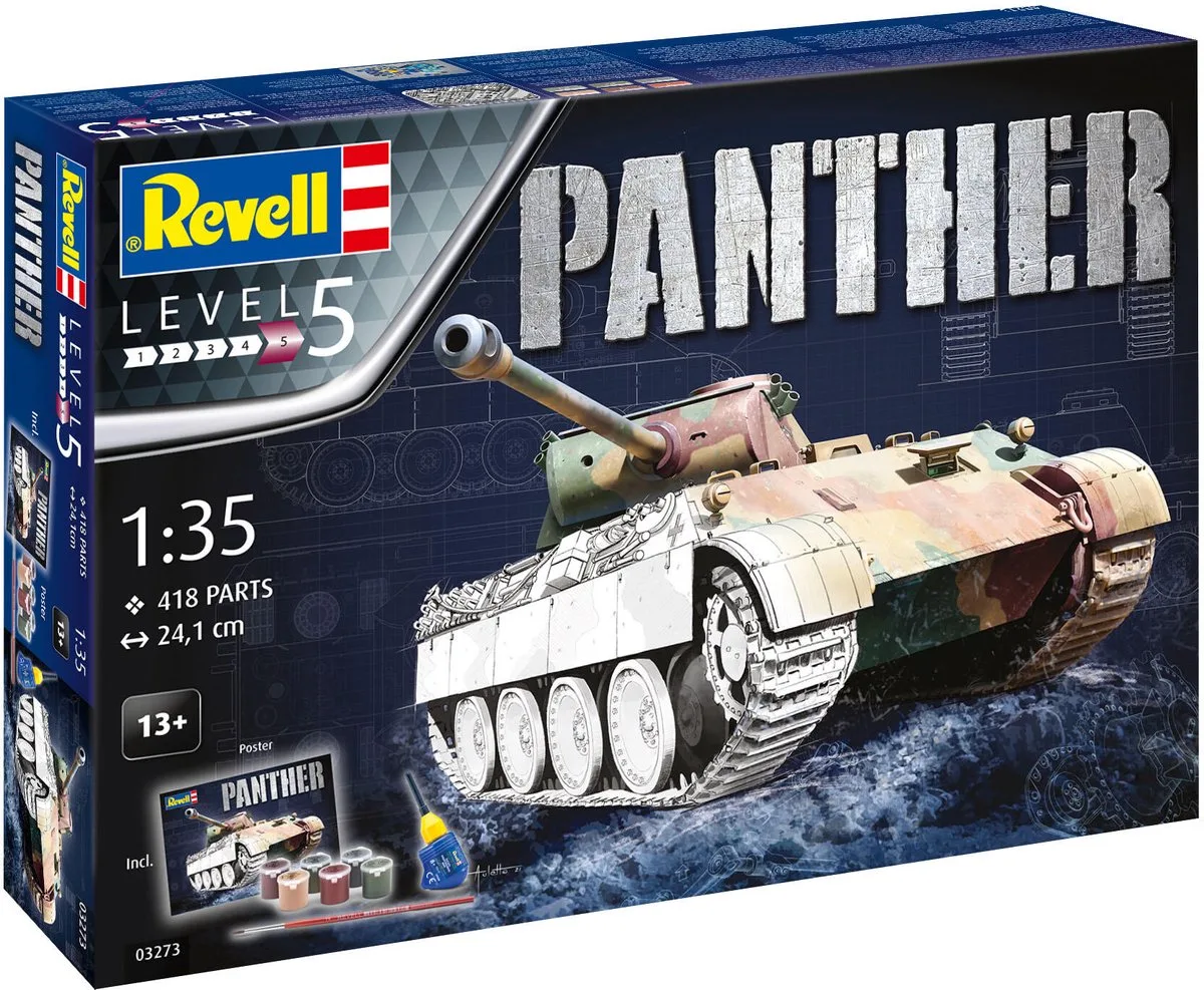 Modelbouwpakket Militaire voertuigen - 03273 Panther Ausf. D Tank - Gift Set Plastic - 1:35 - Modelbouw van Revell in Meerkleurig – productfoto