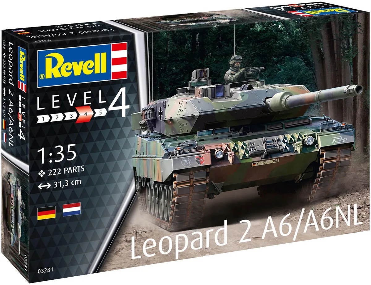 Modelbouwpakket Militaire voertuigen - 03281 Leopard 2 A6/A6NL Tank Plastic - 1:35 - Modelbouw van Revell in Meerkleurig – productfoto