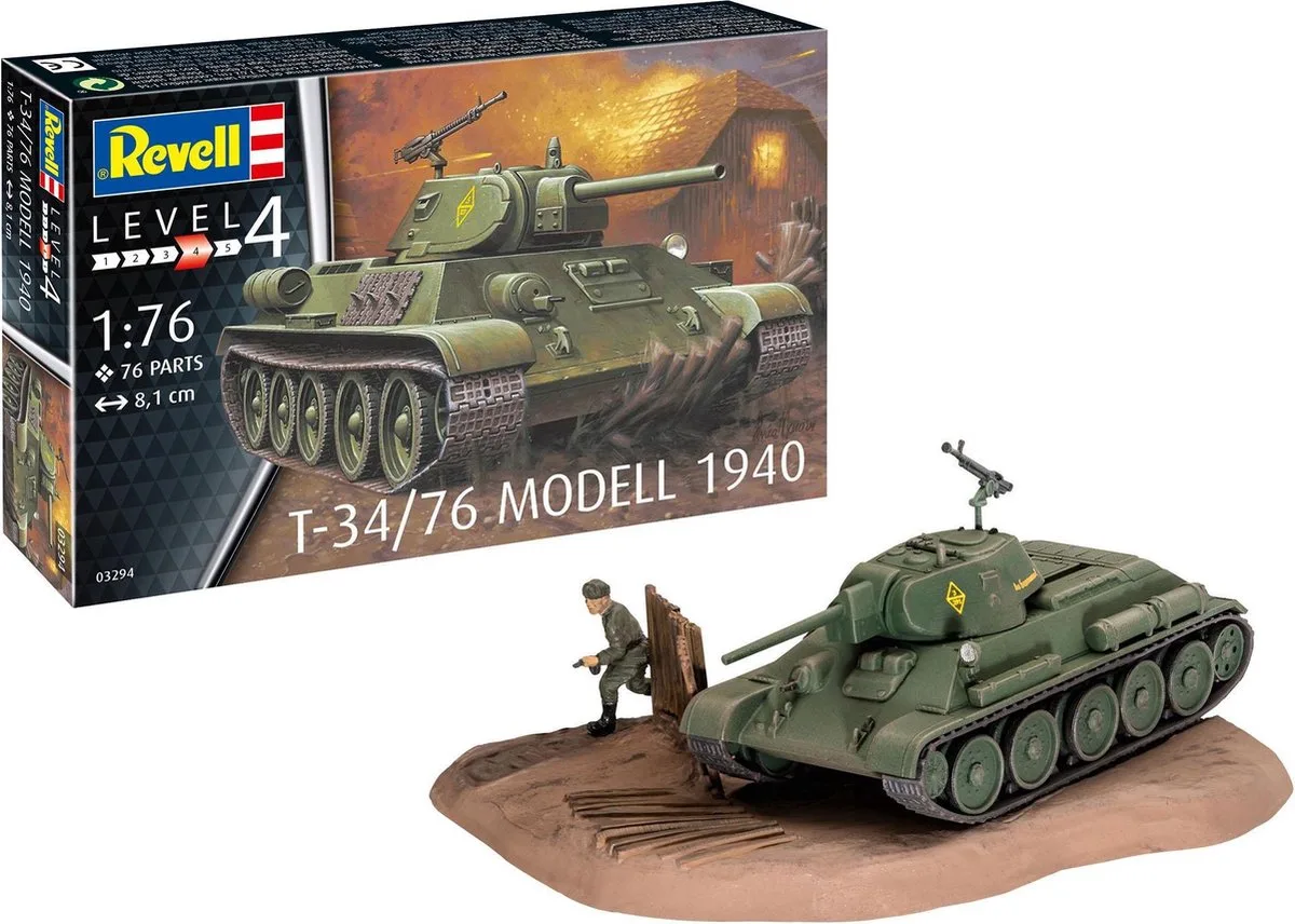 Modelbouwpakket Militaire voertuigen - 03294 T-34/76 Modell 1940 Plastic - 1:76 - Modelbouw van Revell in Meerkleurig – productfoto