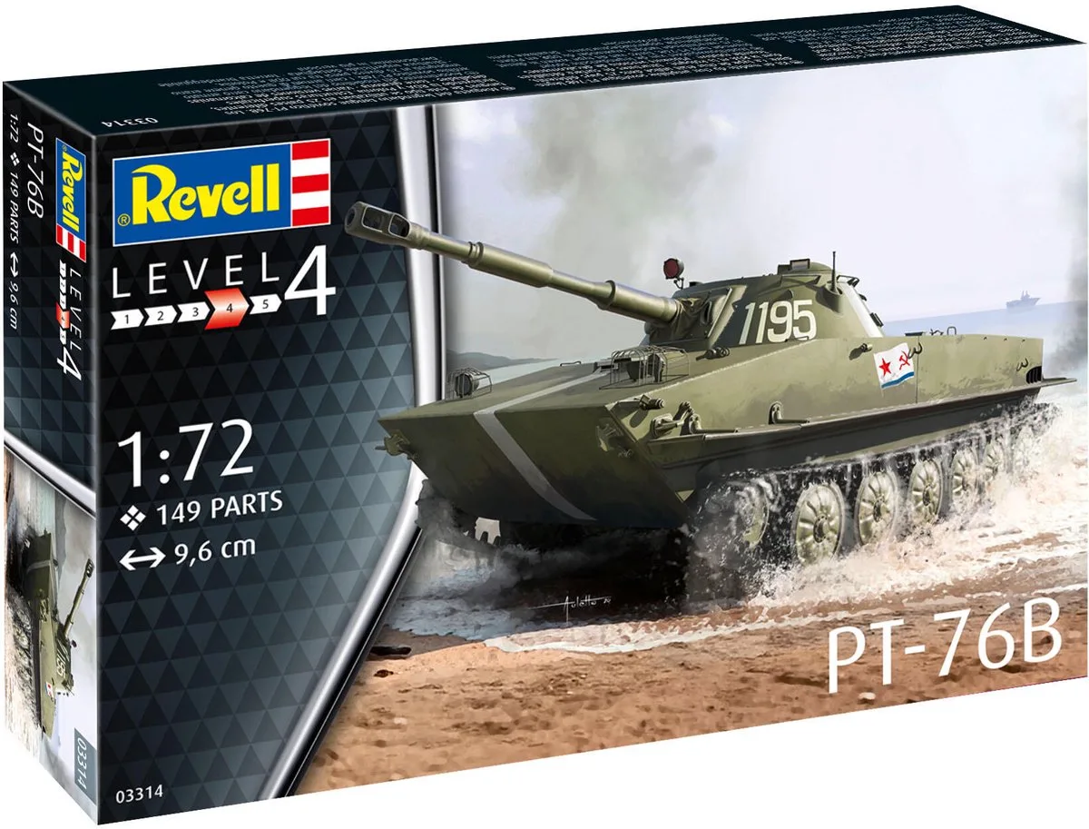 Modelbouwpakket Militaire voertuigen - 03314 PT-76B Tank Plastic - 1:72 - Modelbouw de Revell en Multicolore – photo produit