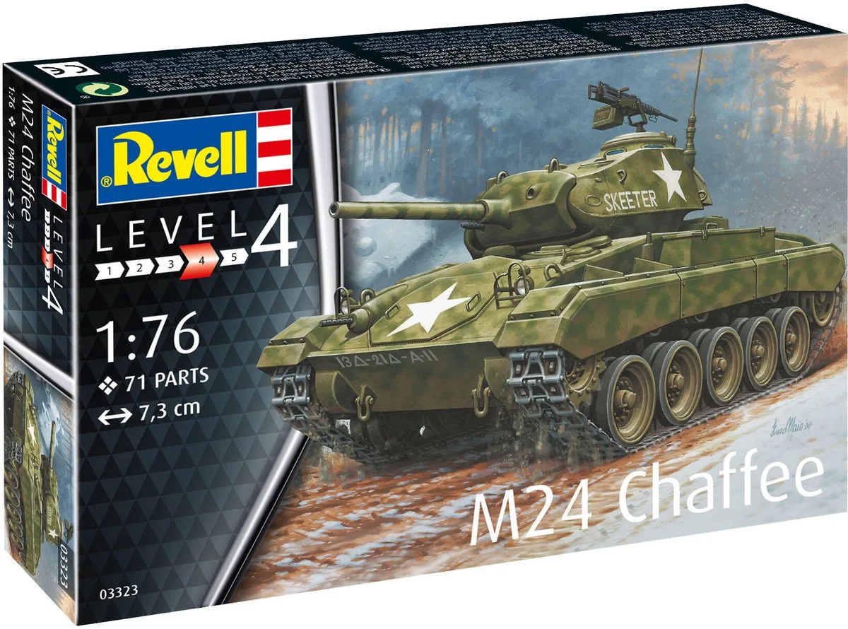 Modelbouwpakket Militaire voertuigen - 03323 M24 Chaffee Tank Plastic - 1:76 - Modelbouw van Revell in Meerkleurig – productfoto