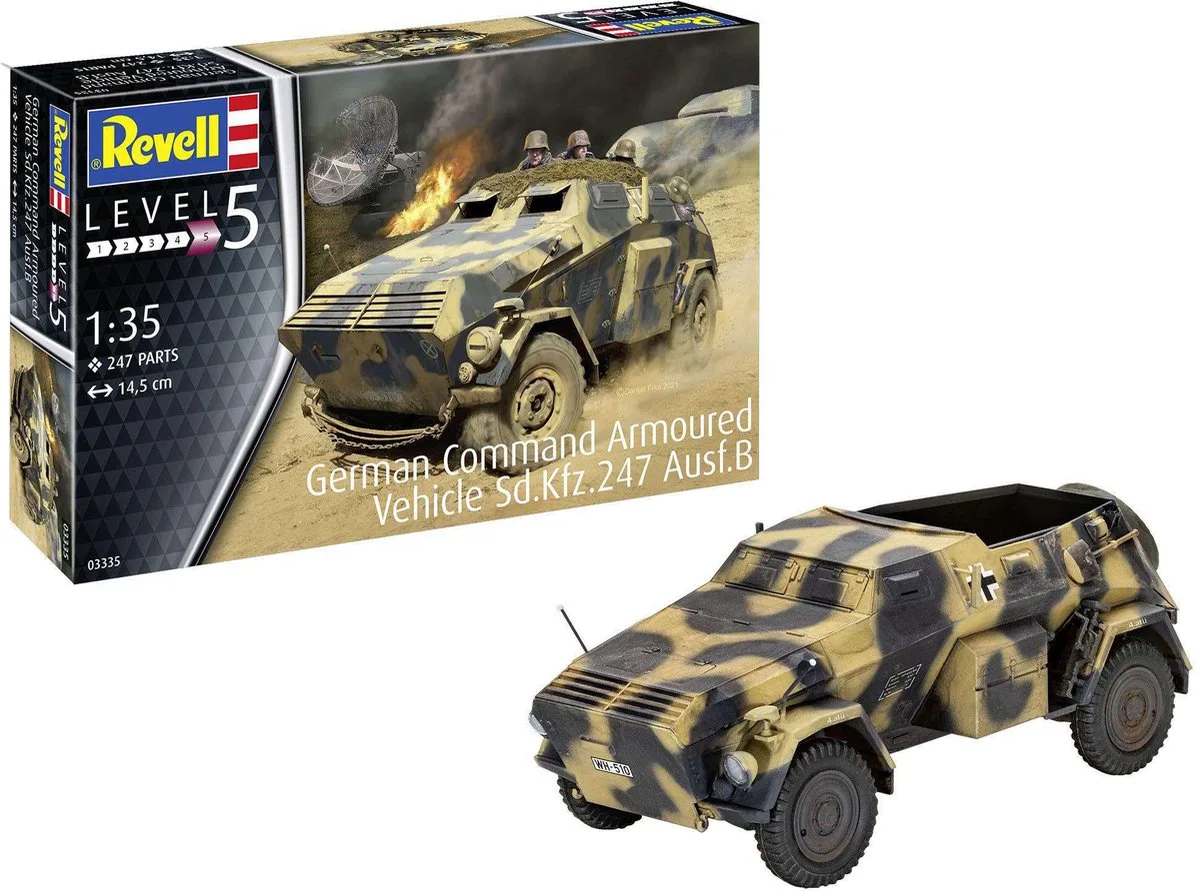 Modelbouwpakket Militaire voertuigen - 03335 German Armoured Command Car Sd. Kfz. 247 Ausf. B Plastic - 1:35 - Modelbouw van Revell in Rood – productfoto