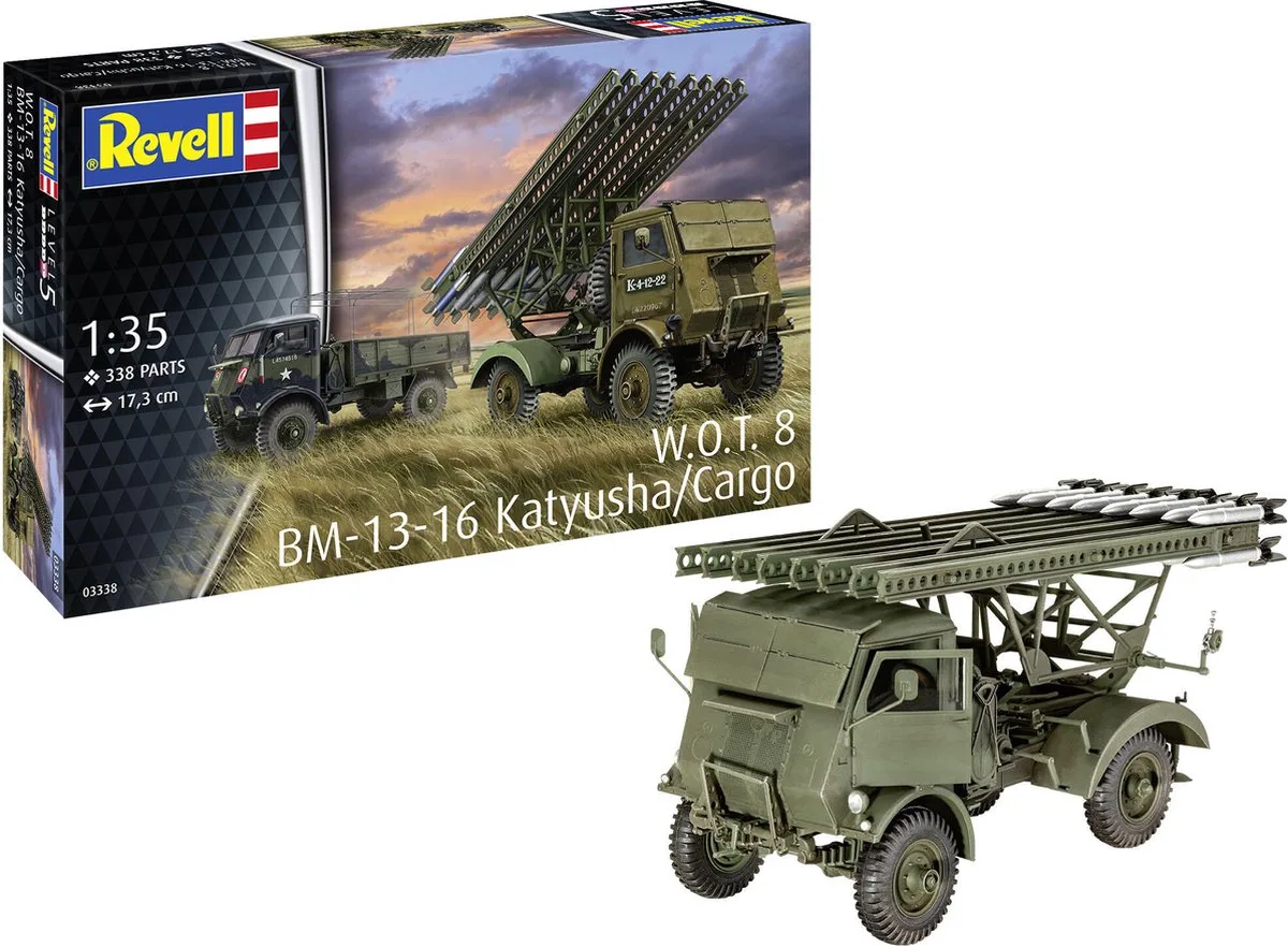 Modelbouwpakket Militaire voertuigen - 03338 Fordson - BM-13-16 op WOT8 Katyusha/Cargo - Militaire Truck Plastic - 1:35 - Modelbouw van Revell in Meerkleurig – productfoto