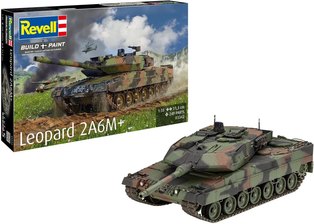 Modelbouwpakket Militaire voertuigen - 03342 Tank Leopard 2 A6M+ Plastic - 1:35 - Modelbouw van Revell in Meerkleurig – productfoto