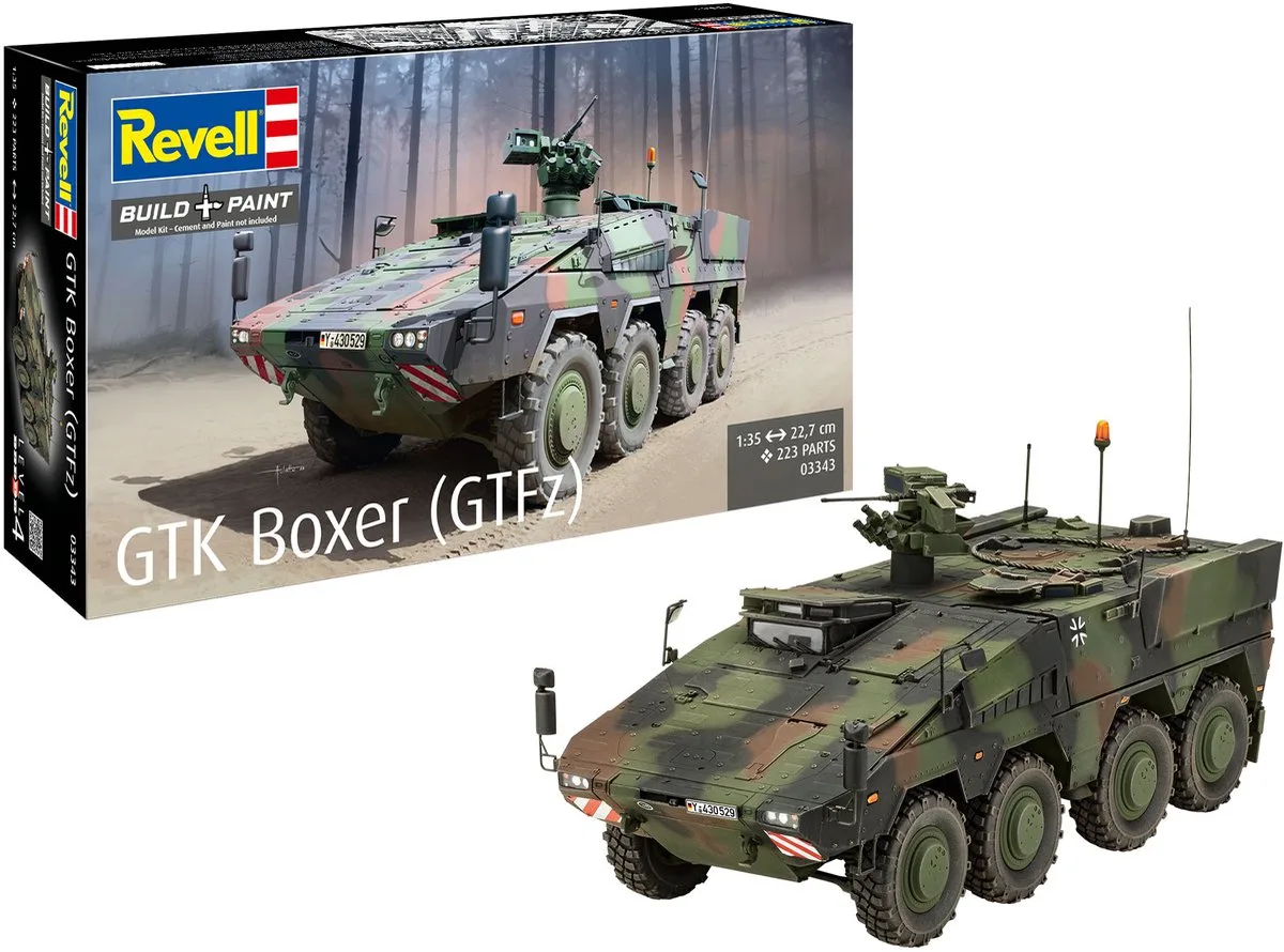 Modelbouwpakket Militaire voertuigen - 03343 GTK Boxer GTFz - Armoured Transport Vehicle Plastic - 1:35 - Modelbouw van Revell in Rood – productfoto