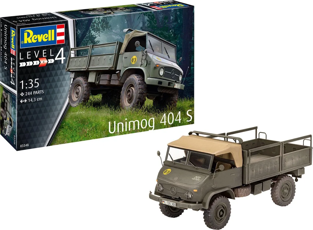Modelbouwpakket Militaire voertuigen - 03348 Unimog 404 S - Militair Voertuig Plastic - 1:35 - Modelbouw van Revell in Meerkleurig – productfoto