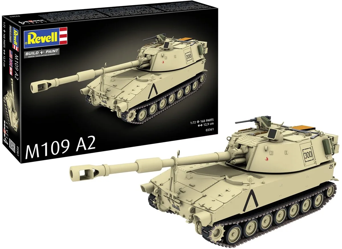Modelbouwpakket Militaire voertuigen - 03361 M109 A2 - Zelfrijdende Houwitser - Militair Voertuig Plastic - 1:72 - Modelbouw van Revell in Wit – productfoto