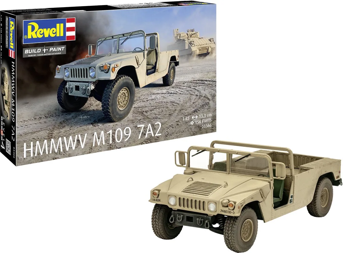 Modelbouwpakket Militaire voertuigen - 03366 Humvee M1097A2 - Pantserwagen - Militair Voertuig Plastic - 1:35 - Modelbouw de Revell en Multicolore – photo produit