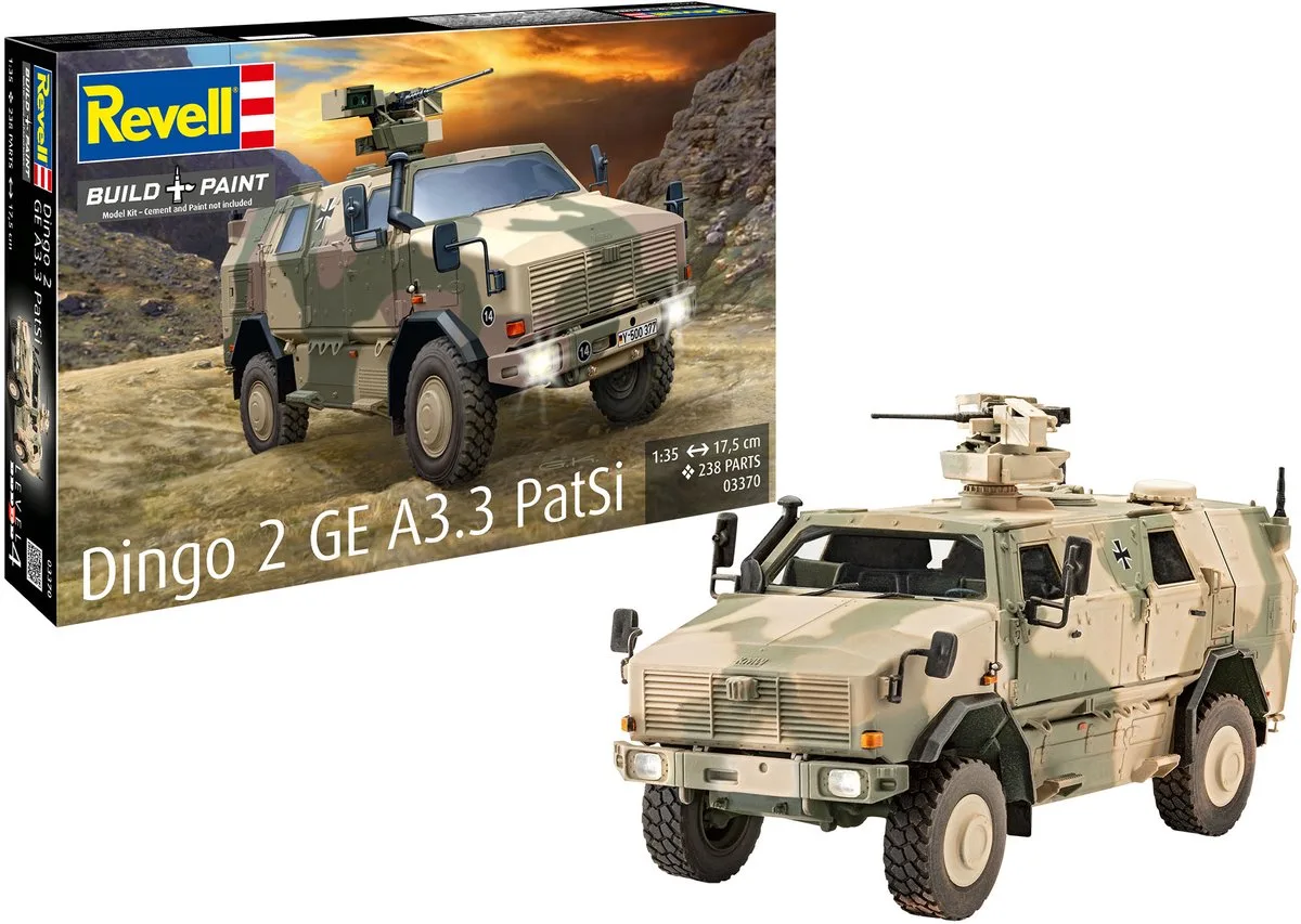 Modelbouwpakket Militaire voertuigen - 03370 Dingo 2 GE A3.3 PatSi - Duits Gepantserd Patrouillevoertuig Plastic - 1:35 - Modelbouw de Revell en Multicolore – photo produit