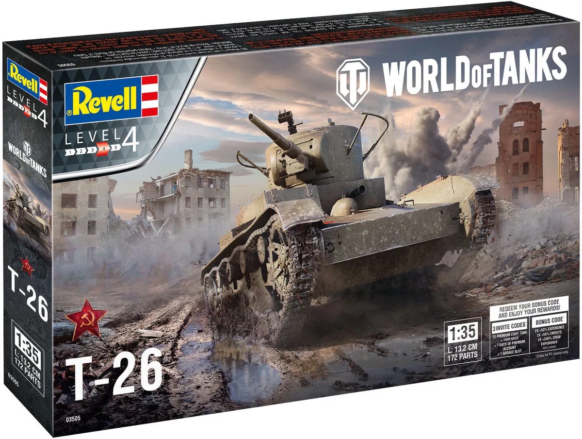 Modelbouwpakket Militaire voertuigen - 03505 T-26 - World of Tanks Plastic - 1:35 - Modelbouw de Revell en Multicolore – photo produit