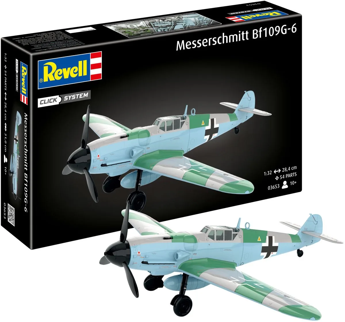 Modelbouwpakket Militaire voertuigen - 03653 Messerschmitt Bf109G-6 - Easy click system Plastic - 1:32 - Modelbouw van Revell in Meerkleurig – productfoto
