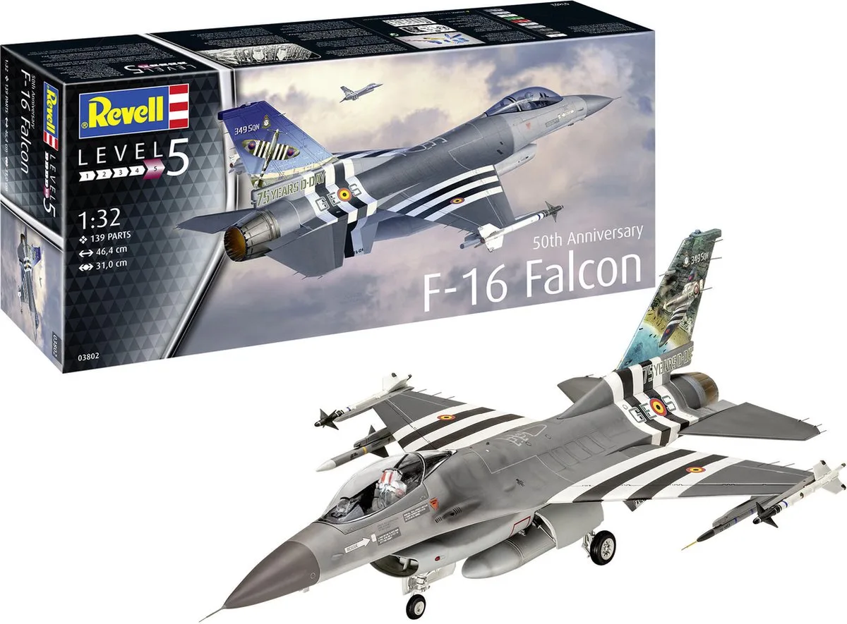 Modelbouwpakket Militaire voertuigen - 03802 50th Anniversary F-16 Falcon Plastic - 1:32 - Modelbouw de Revell en Multicolore – photo produit