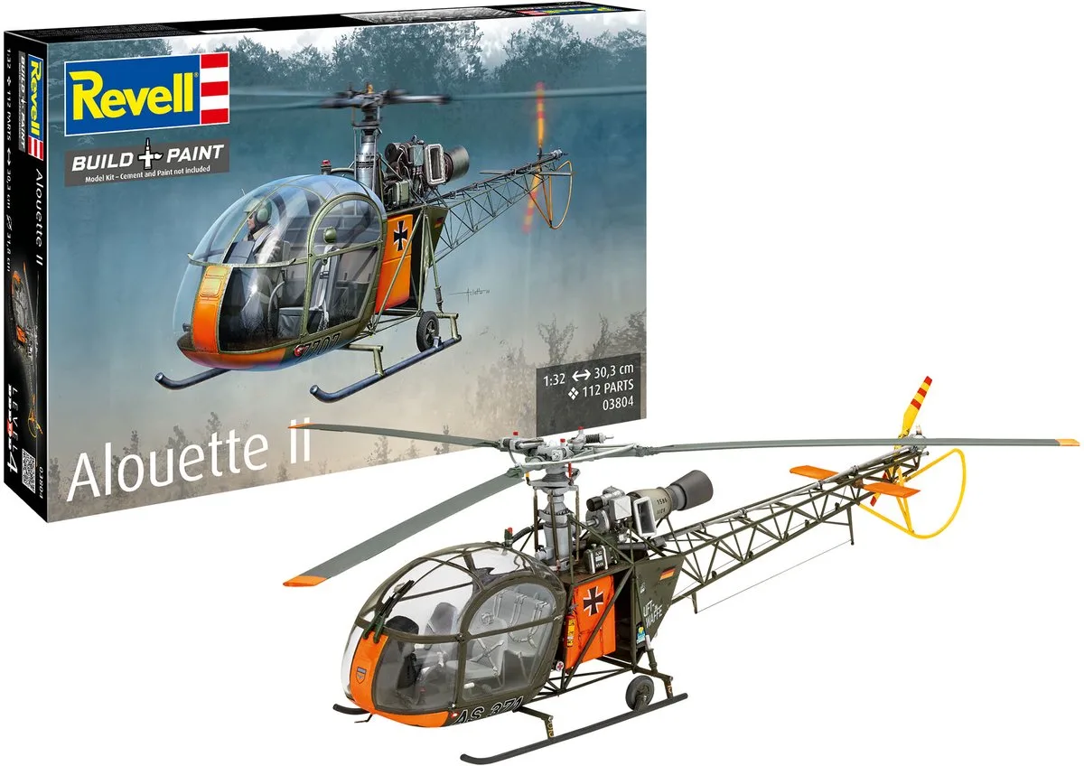 Modelbouwpakket Militaire voertuigen - 03804 Aerospatiale Alouette II Helikopter Plastic - 1:32 - Modelbouw de Revell en Multicolore – photo produit