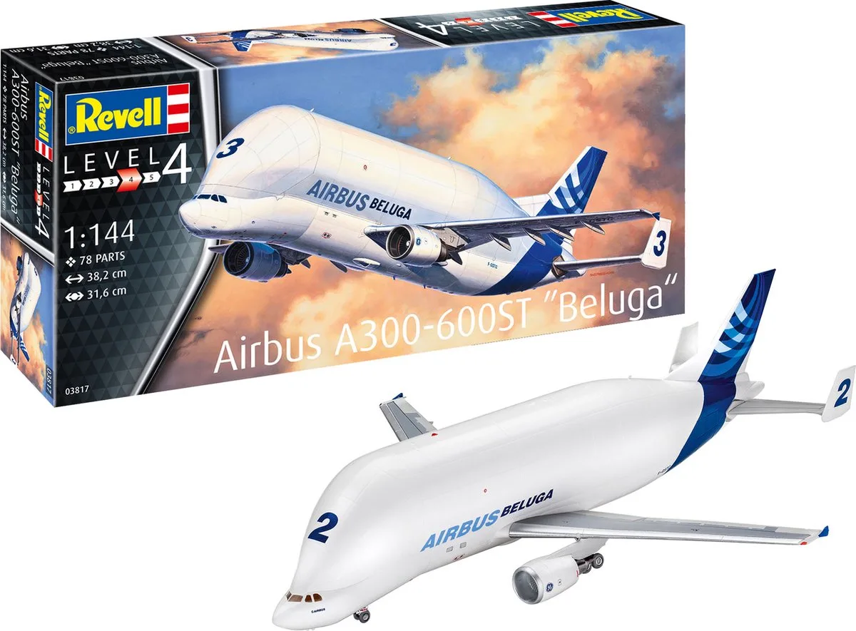 Modelbouwpakket Militaire voertuigen - 03817 Airbus A300-600ST Beluga Plane Plastic - 1:144 - Modelbouw van Revell in Meerkleurig – productfoto