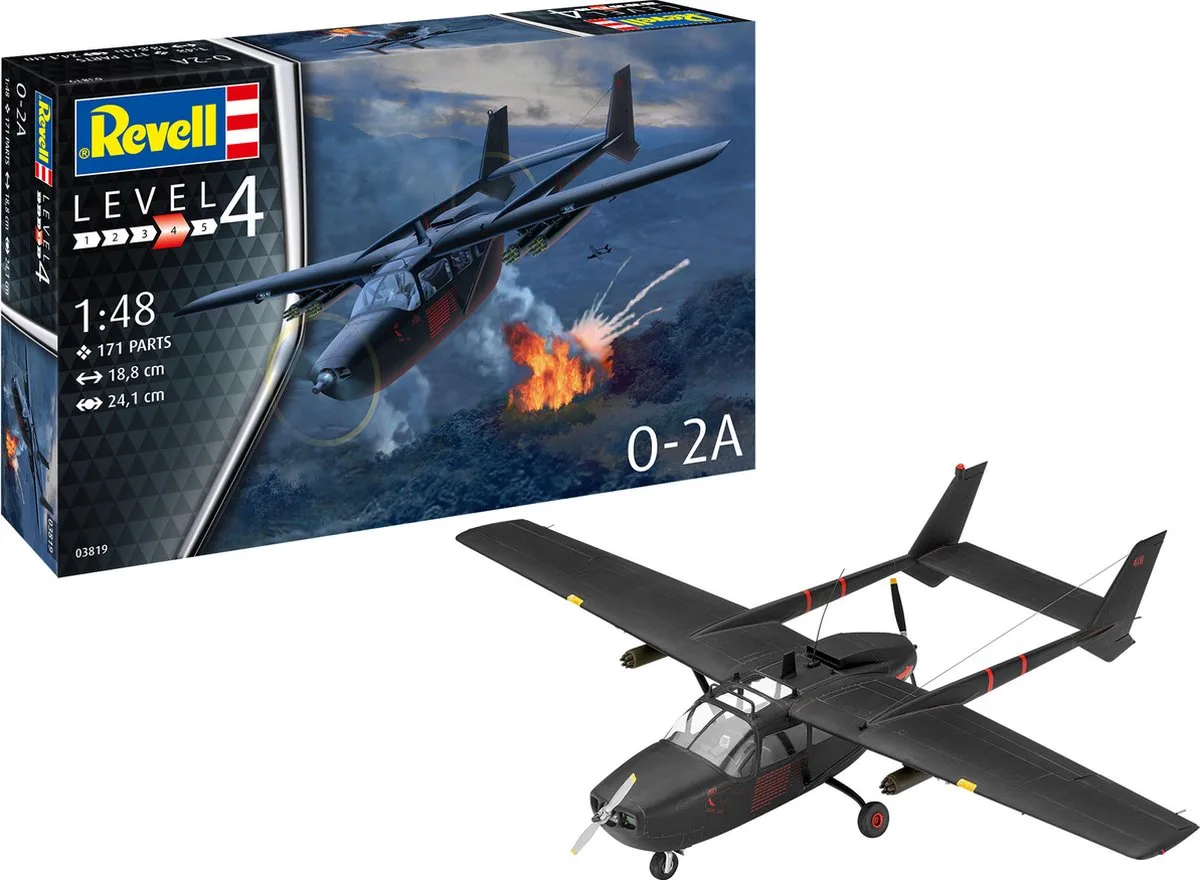 Modelbouwpakket Militaire voertuigen - 03819 O-2A Skymaster Plane Plastic - 1:48 - Modelbouw de Revell en Multicolore – photo produit