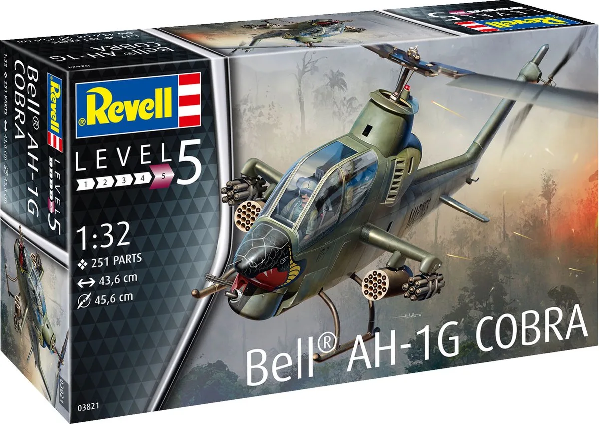 Modelbouwpakket Militaire voertuigen - 03821 Bell AH-1G Cobra Heli Plastic - 1:32 - Modelbouw de Revell en Multicolore – photo produit