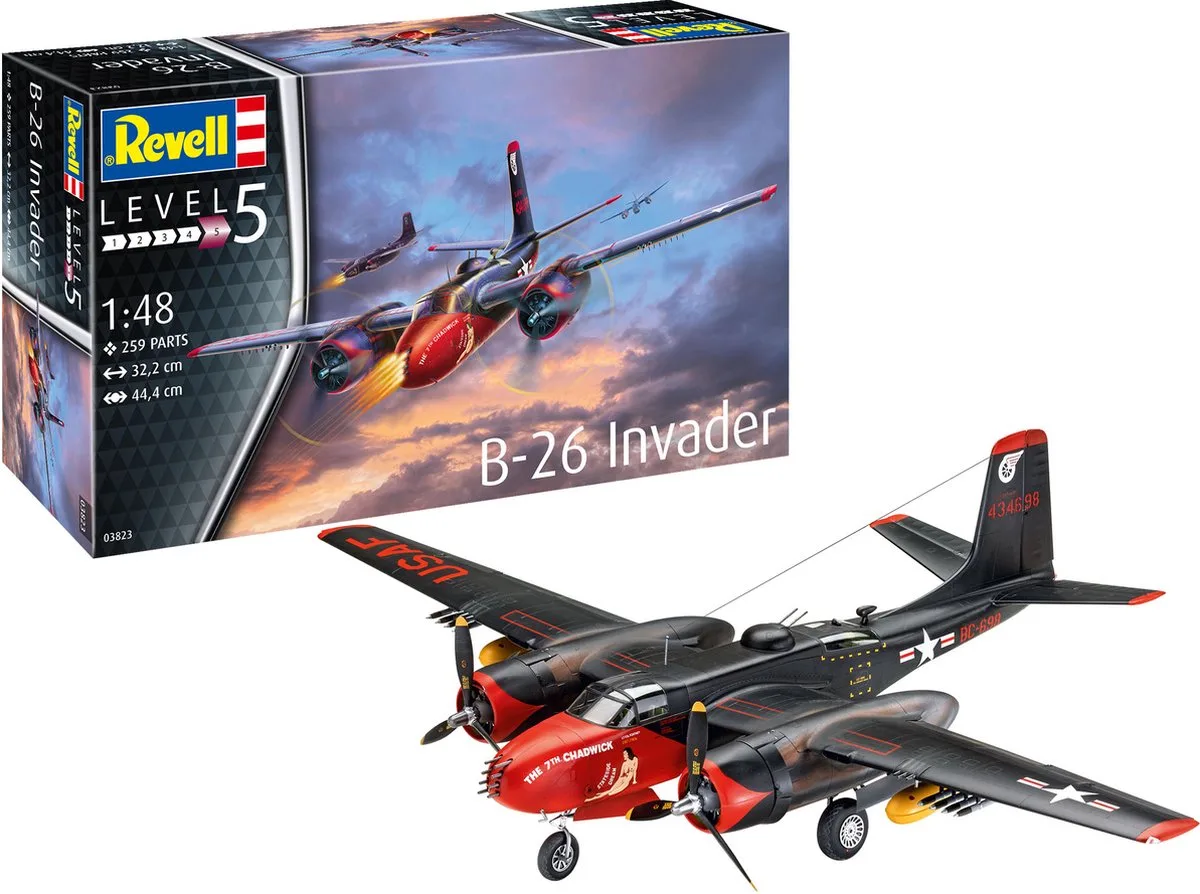 Modelbouwpakket Militaire voertuigen - 03823 B-26C Invader Plane Plastic - 1:48 - Modelbouw de Revell en Multicolore – photo produit
