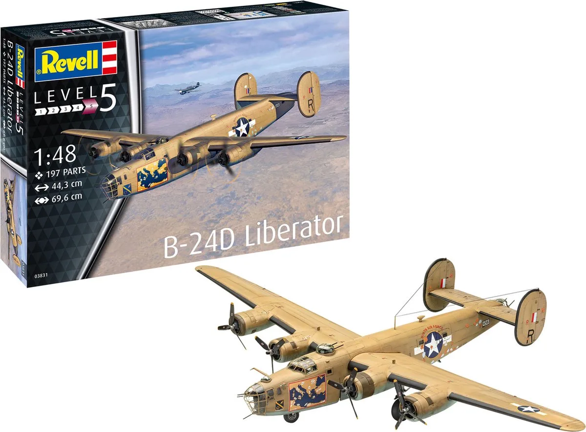 Modelbouwpakket Militaire voertuigen - 03831 B-24D Liberator Plane Plastic - 1:48 - Modelbouw de Revell en Multicolore – photo produit
