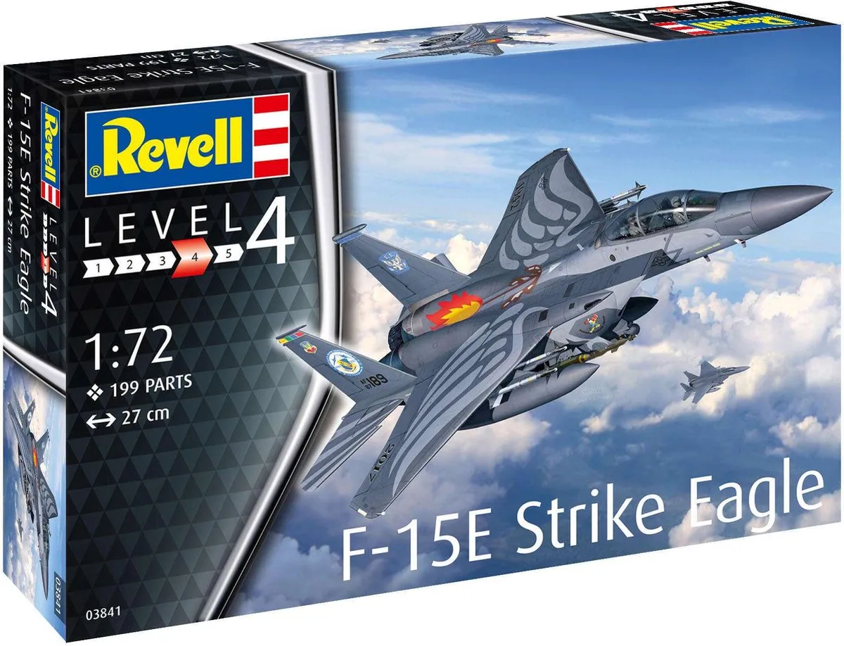 Modelbouwpakket Militaire voertuigen - 03841 F-15E Strike Eagle Jetfighter Plane Plastic - 1:72 - Modelbouw by Revell in Multicolour – product photo
