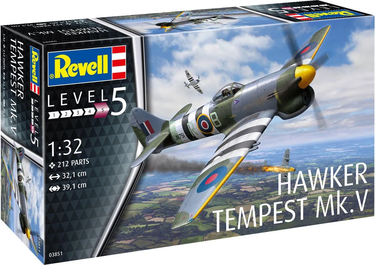 Modelbouwpakket Militaire voertuigen - 03851 Hawker Tempest V Plastic - 1:32 - Modelbouw van Revell in Meerkleurig – productfoto